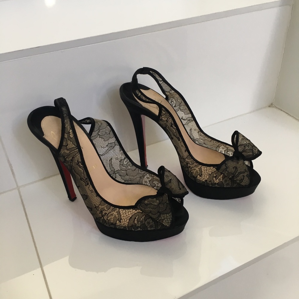 Authentic Christian Louboutin Black Lace 37